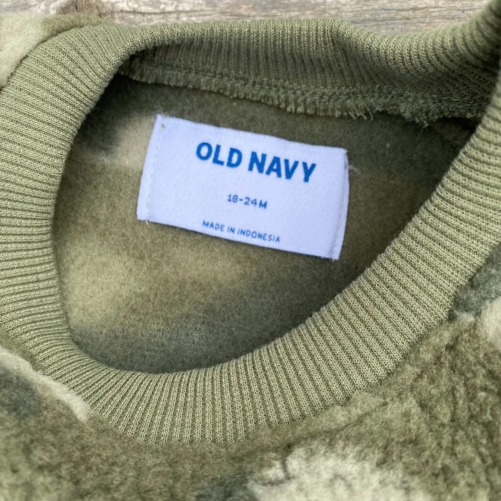 Old Navy Olive Camouflage Crew-Neck Sherpa Dress